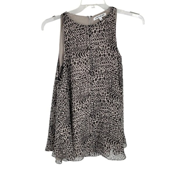 Elizabeth James Small Silk Tank Blouse Geometric boho quiet luxury career - Picture 1 of 4